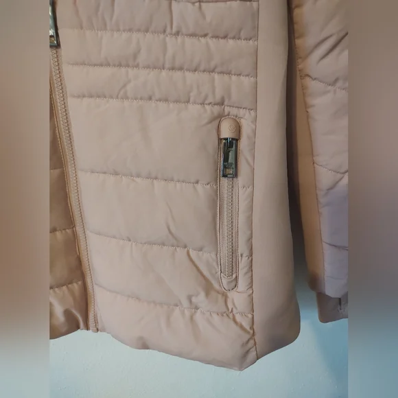Michael Kors Faux Fur Trim Hooded Puffer Coat Blush Pink NWT Size Medium - Picture 4 of 10